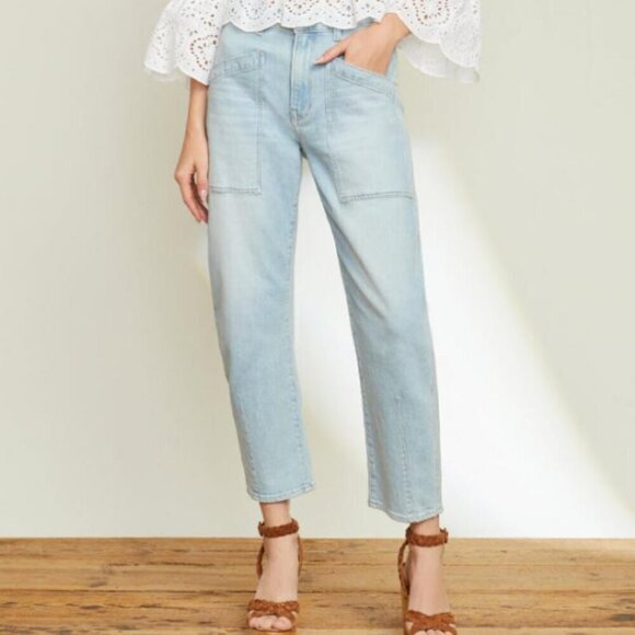 Veronica Beard Charlie Barrel Leg High Rise Jean In Aire Size 25 - Picture 1 of 10